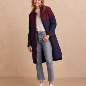 Summersalt Navy and Burgundy Quilted Coat (NWT)